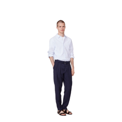 Pierre Cotton-linen Pants In Blue
