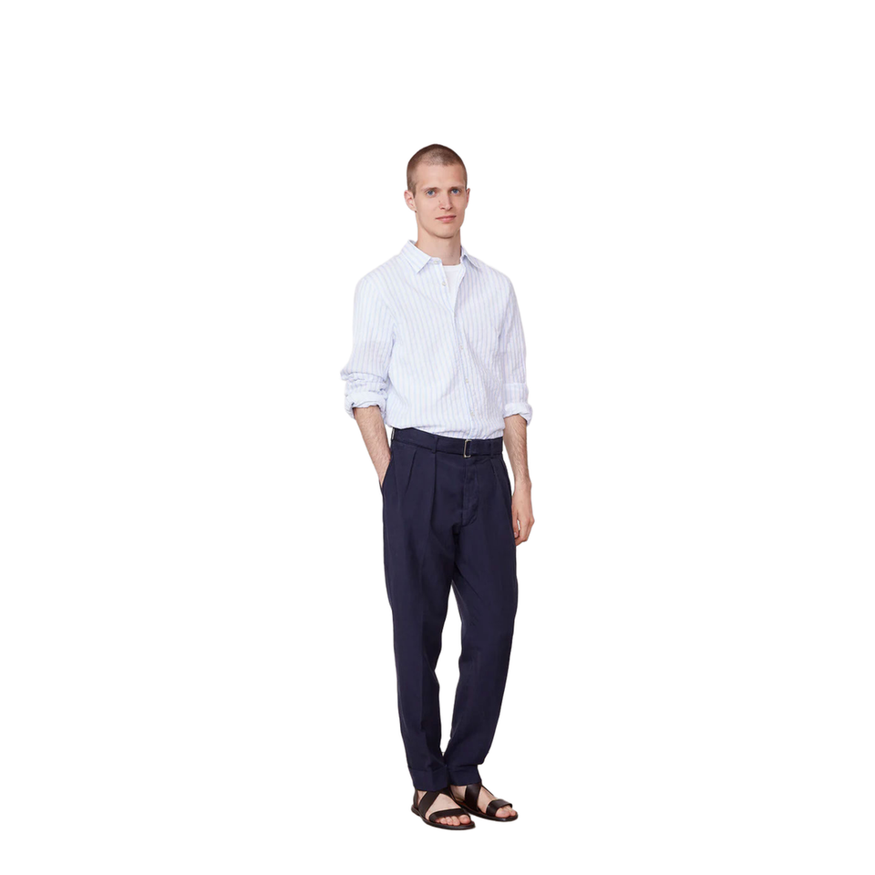 Pierre Cotton-linen Pants In Blue