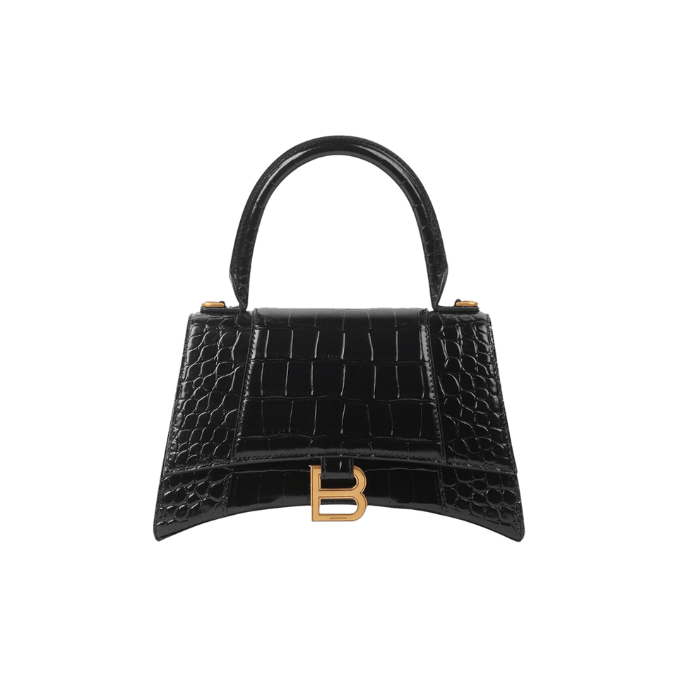 Balenciaga Hourglass Small Top Handle Bag Black