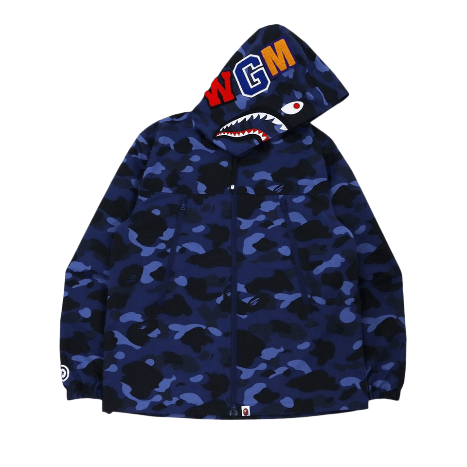 BAPE Color Camo Shark Hoodie Jacket Navy
