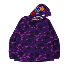 BAPE Color Camo Shark Hoodie Jacket Purple