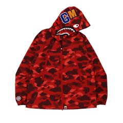 BAPE Color Camo Shark Hoodie Jacket Red