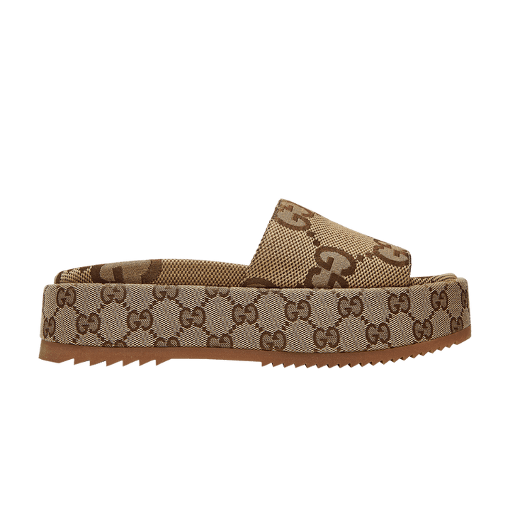 Gucci Wmns GG Lame Platform Slide Sandal 'Camel Monogram'