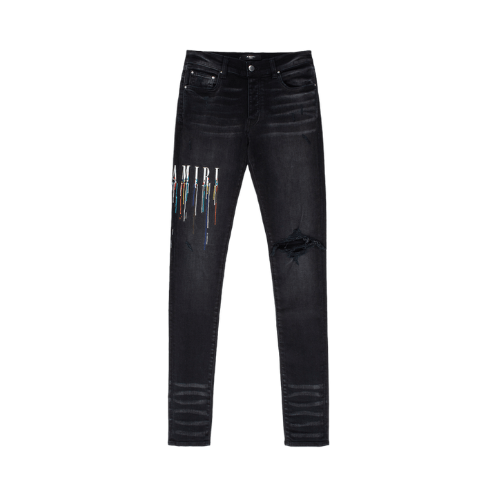 Amiri Paint Drip Logo Jean Aged Black