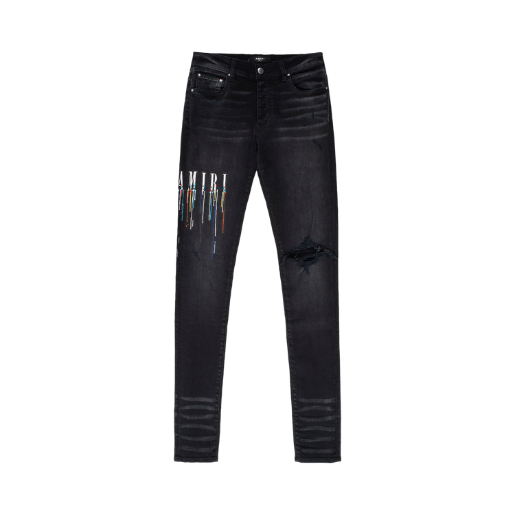 Amiri Paint Drip Logo Jean Aged Black