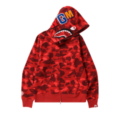 BAPE Color Camo Shark Full Zip Hoodie Red