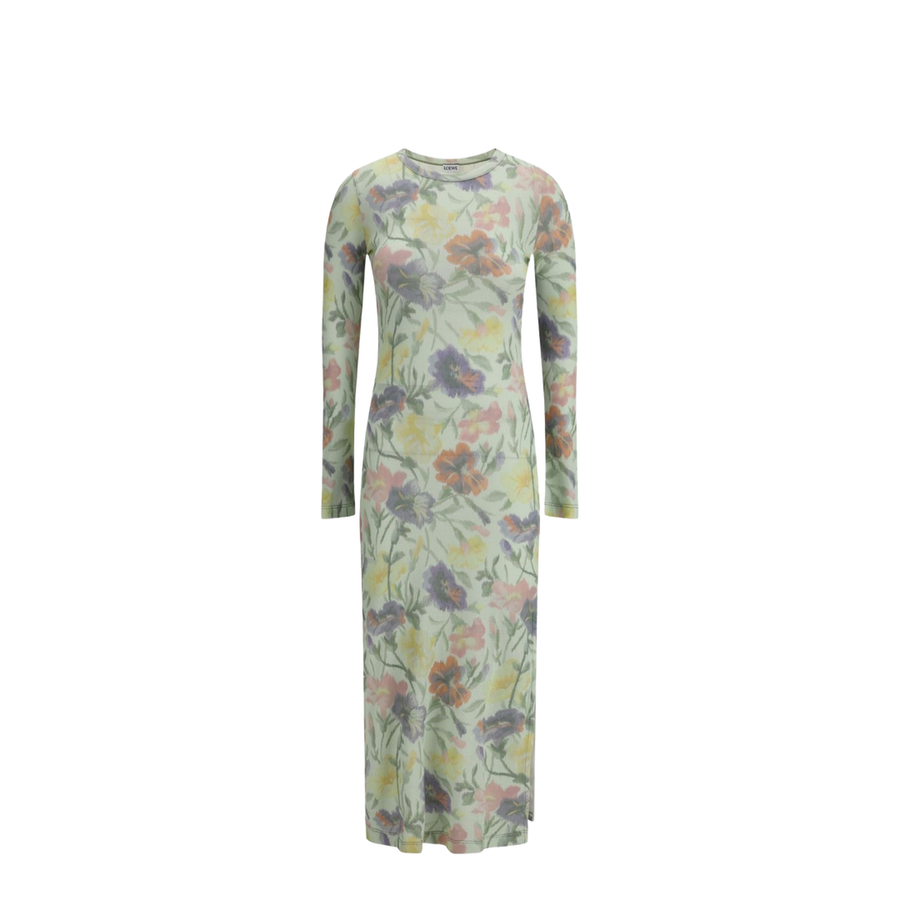Dress in Silk and Cotton Multicolor