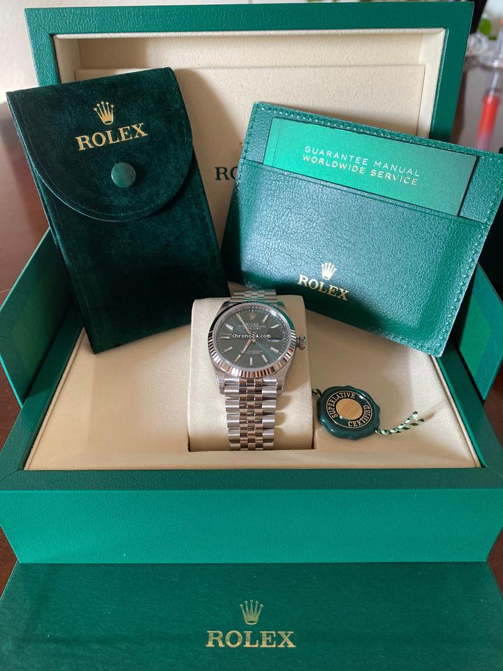 Rolex | Datejust | 126234 | White gold | 36 mm | Gold/Steel | Green | Automatic