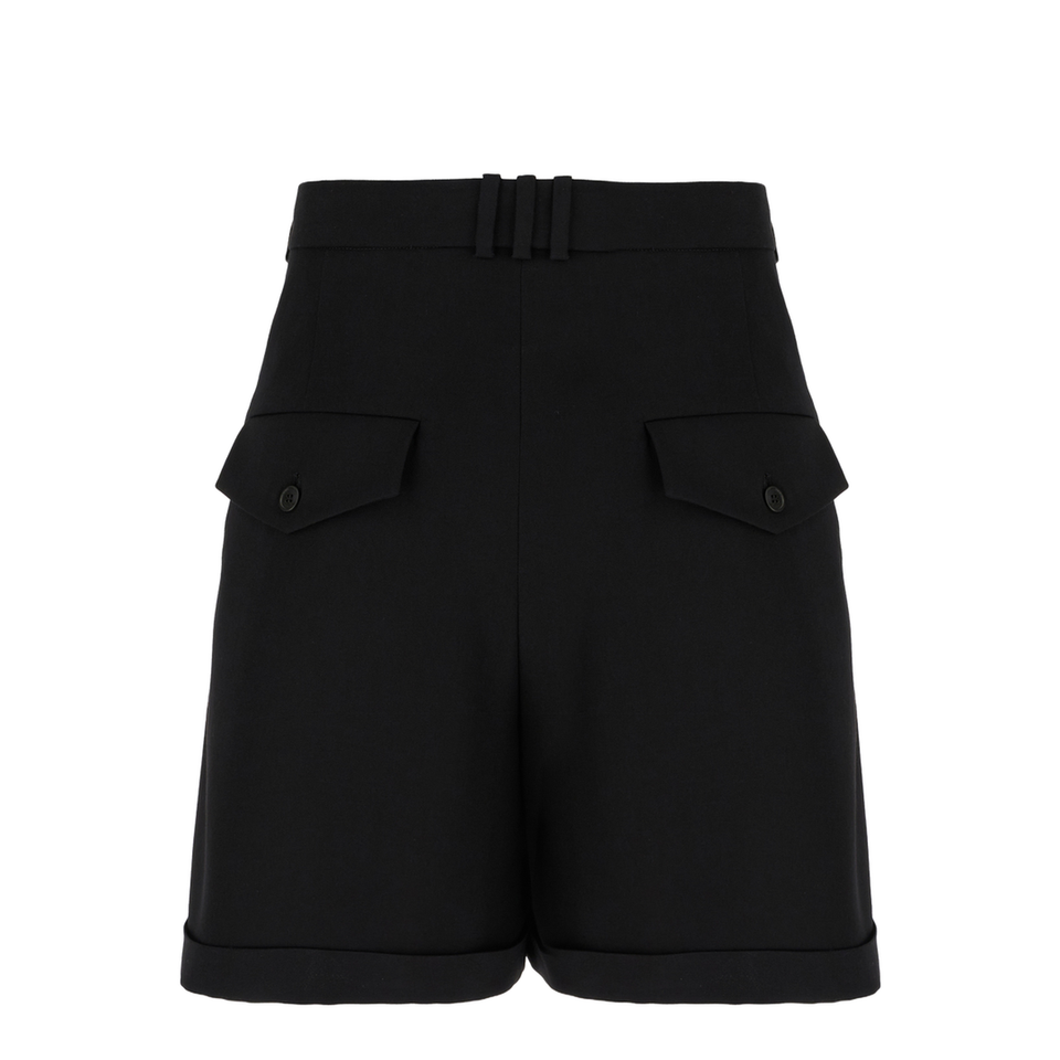 Pleated Gabardine Shorts - Black