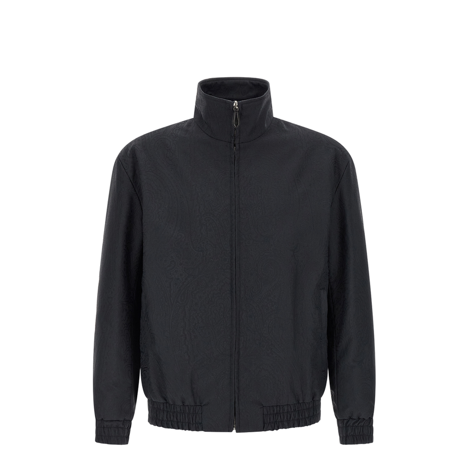 Arnica Motif Turtleneck Jacquard Jacket - Navy