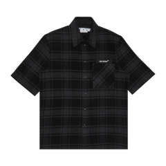 Off-White Outline Arr Flan Over Shorts-Sleeve Shirt Grey Black