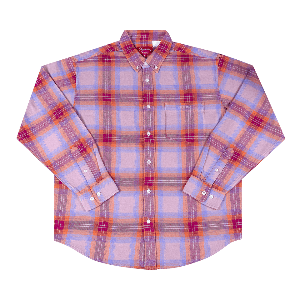 Supreme Brushed Plaid Flannel Shirt Pink
