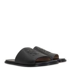 Flex Anagram Slide in Soft Calfskin Black