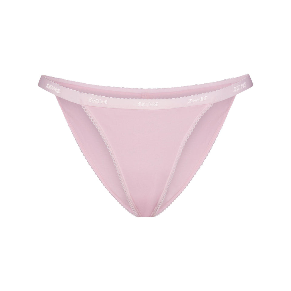 Lightweight Cotton Logo Picot String Bikini