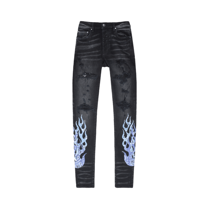 Amiri Bandana Flame Jean Aged Black Blue