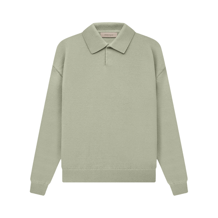 Fear of God Essentials Knit Long-Sleeve Polo Sea Foam