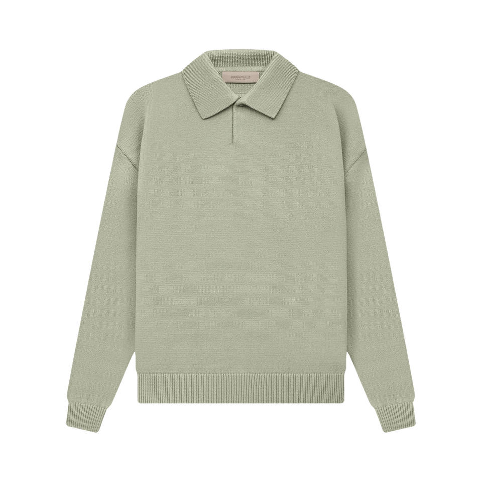 Fear of God Essentials Knit Long-Sleeve Polo Sea Foam