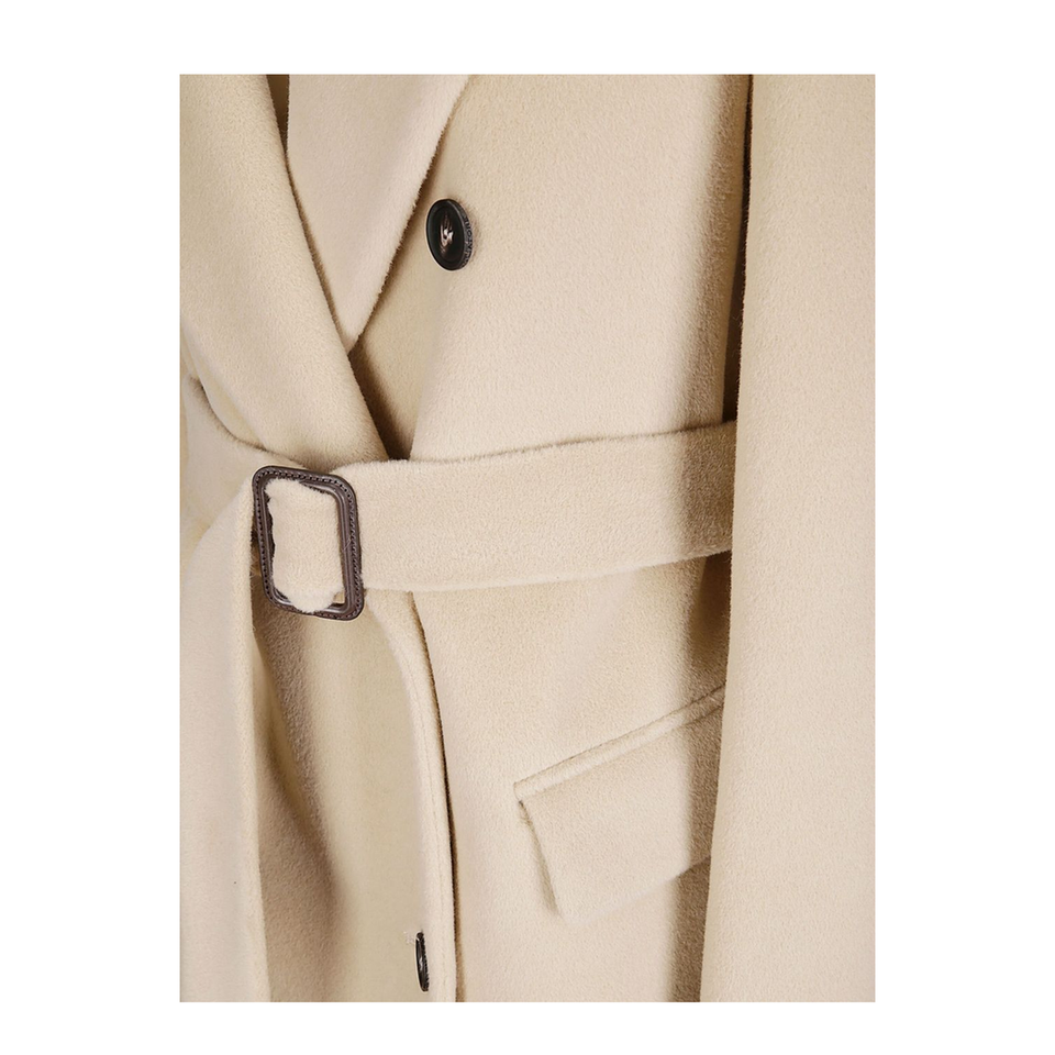 Wool Double-breasted Coat Beige