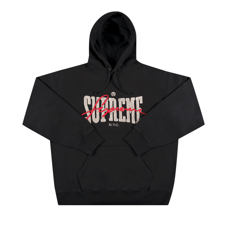 Supreme Embroidered Chenille Hoodie Black