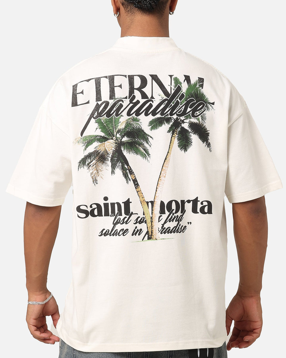 Saint Morta Paradise Mock Neck T - Shirt Off White
