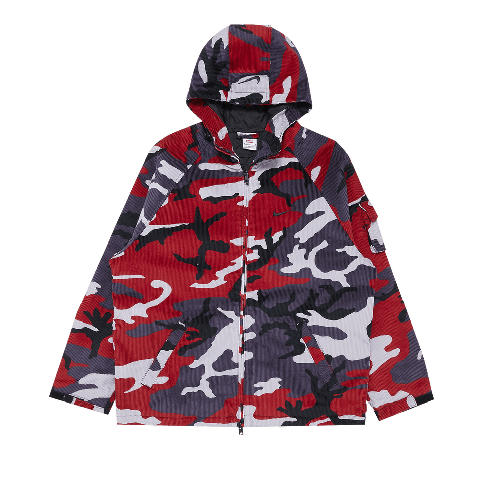 Supreme x Nike Arc Corduroy Hooded Jacket Red Camo