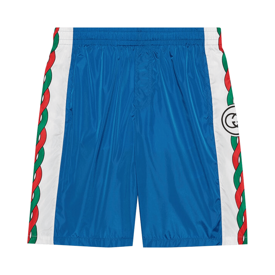 Gucci Waterproof Nylon Shorts With Interlocking G Blue