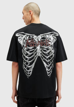 STERNUM CREW Print T-Shirt washed black