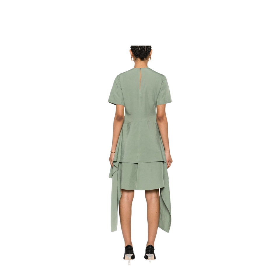Pebble Dress in Viscose and Linen - Green