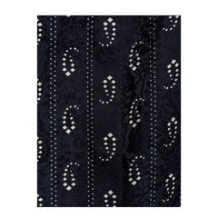Navy Blue Paisley Print Button Fastening Mandarin Collar Long Sleeves