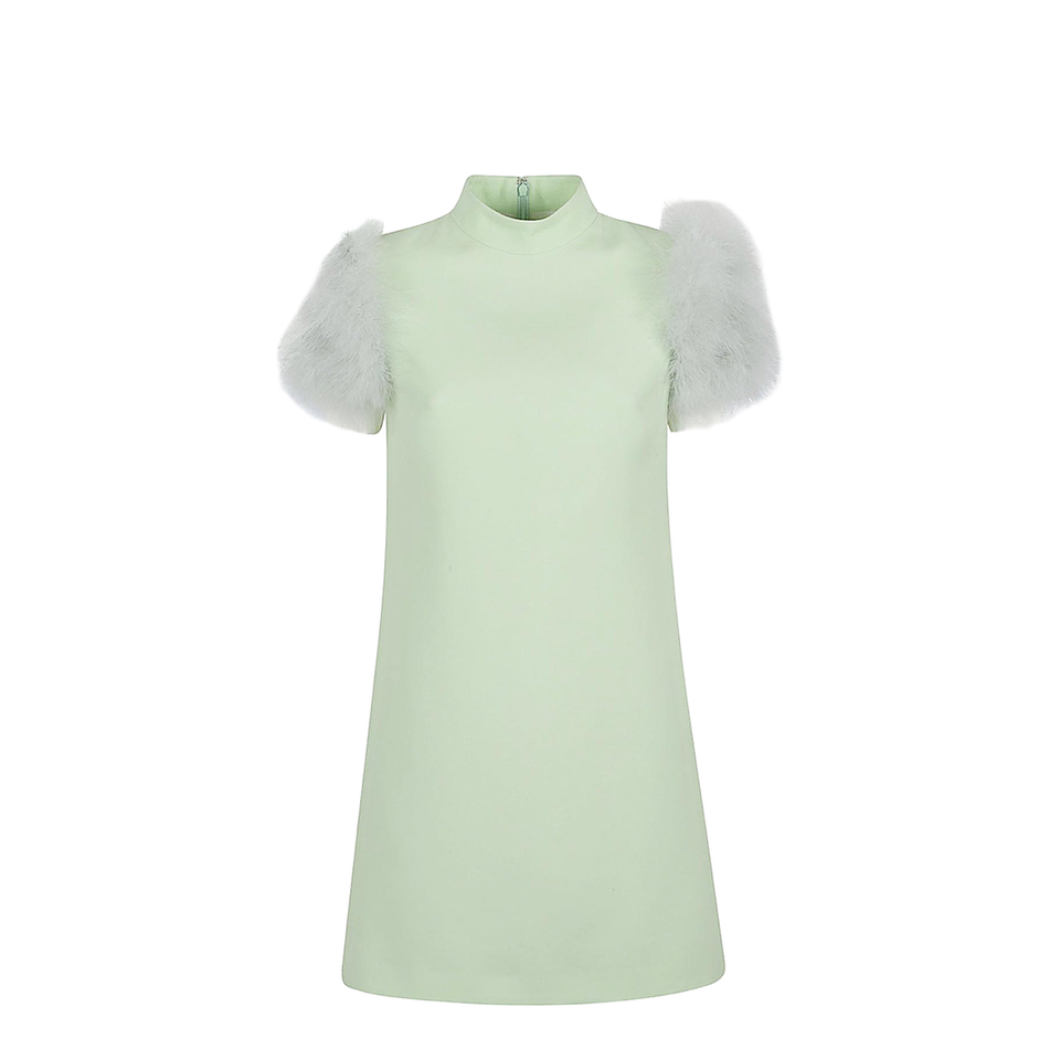 Feathered Wool And Silk Dress