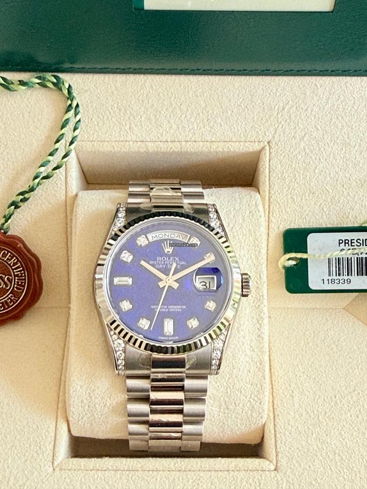 Rolex | Day-Date | 118339 | White gold | 36 mm | White gold | Blue | Automatic