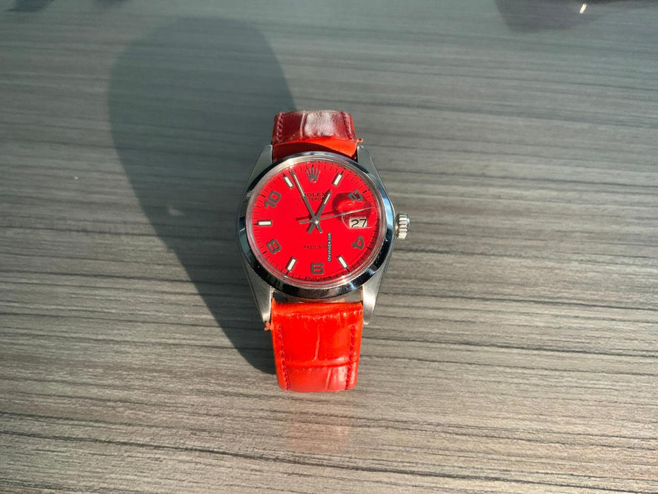 Rolex | Oysterdate Precision | 6494 | Steel | 34 x 42 mm | Leather | Red | Manual winding
