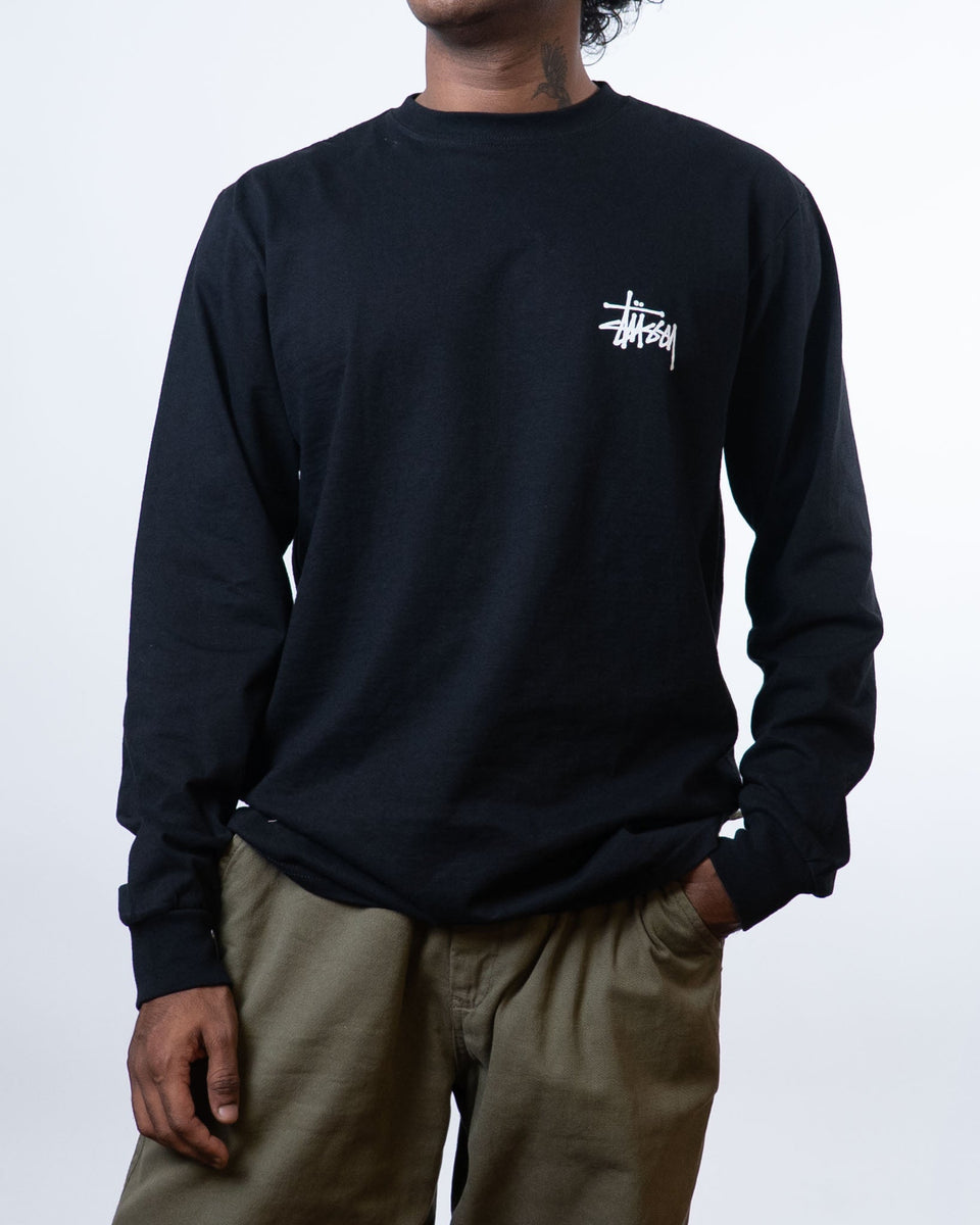 Stussy Basic Long Sleeve Black T-Shirt (M)