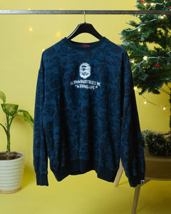 Bape x Alpha Industries Crewneck Sweater Navy (XL)