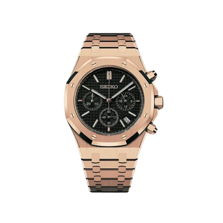 SEIKO MOD Royal Seikoak Rosegold Black Chrono