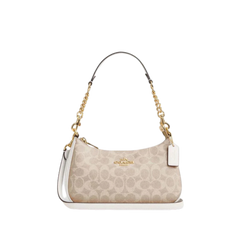 Coach Teri Shoulder Bag In Signature Canvas Gold Sand Chalk