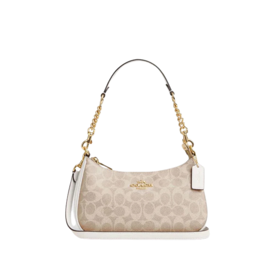 Coach Teri Shoulder Bag In Signature Canvas Gold Sand Chalk