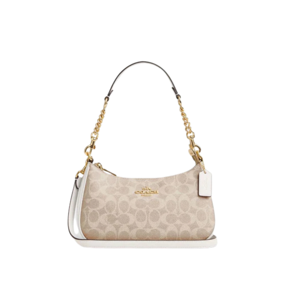 Coach Teri Shoulder Bag In Signature Canvas Gold Sand Chalk