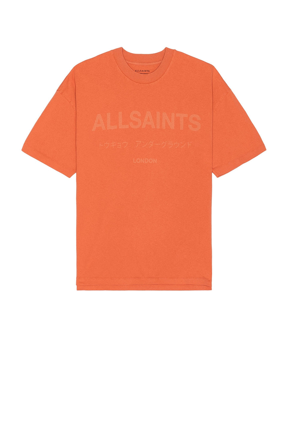 ALL SAINTS LASER SS CREW SUNTBURN ORANGE TSHIRT