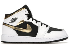 Jordan 1 Mid White Gold Black GS