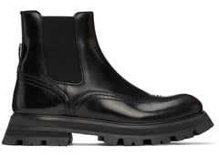 Alexander Mcqueen Leather Brogue Boot Black Natural (Women'S)