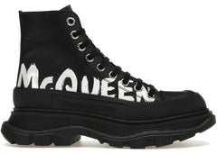 Alexander Mcqueen Tread Slick Boot Polyfaille Graffiti Black White (Women'S)