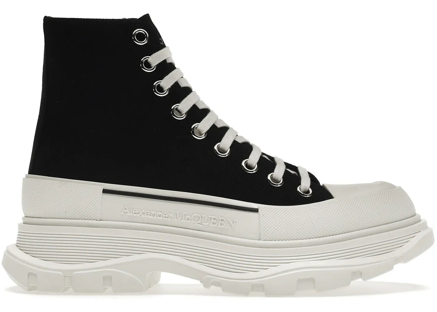 Alexander Mcqueen Tread Slick Lace Up Boot Black White