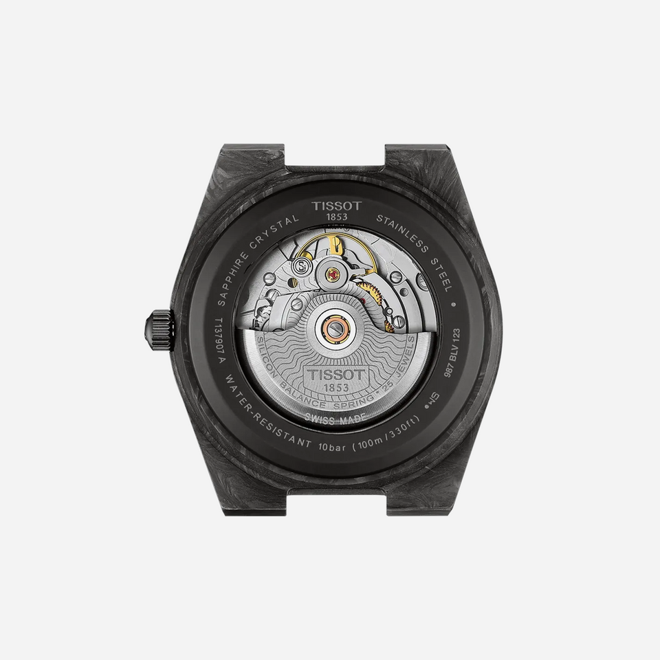 Tissot PRX Powermatic 80 40mm Carbon Black Dial Black Rubber Strap Watch