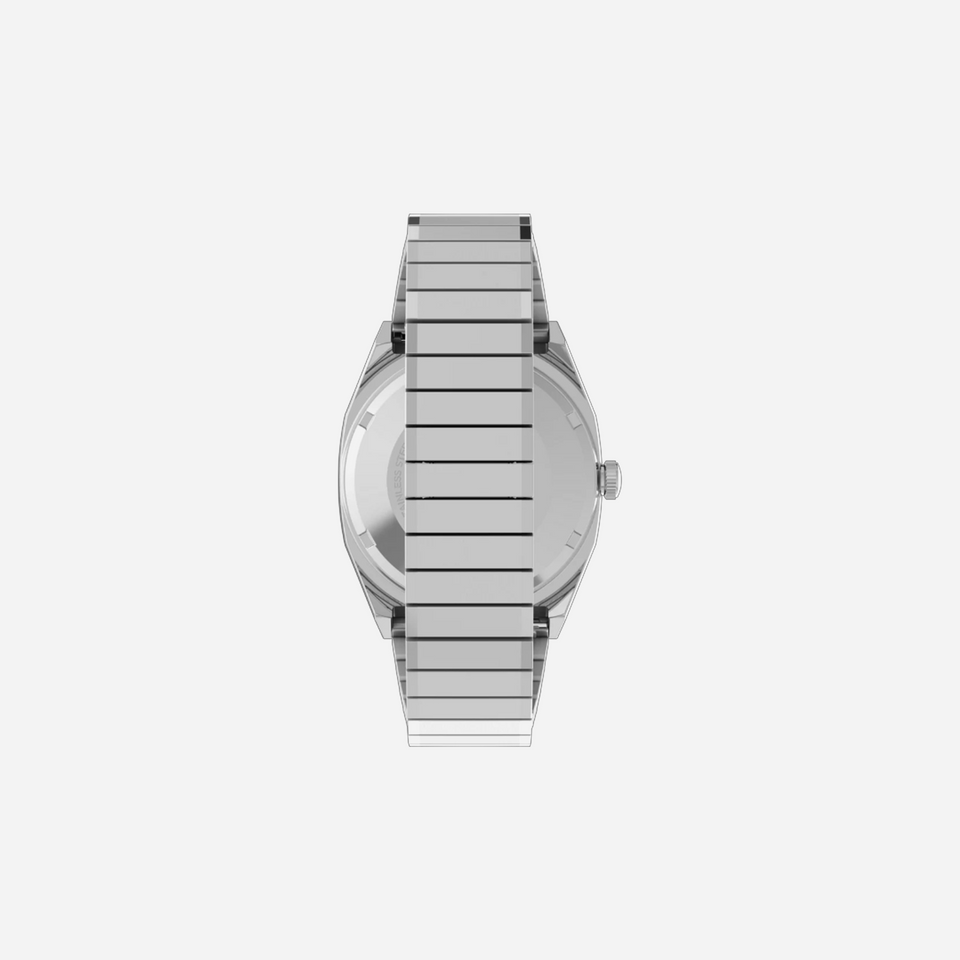 Timex Automatic 1983 E Line Reissue Silver Tone Dial Expansion Band Stainless Steel Watch
