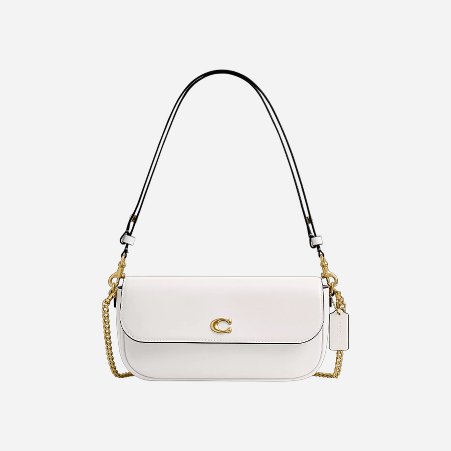 Coach Brook Flap Chain Bag Brass Chalk