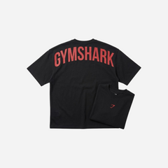 Gymshark Power T-Shirt Black/Conditioning Red Oversized Fit