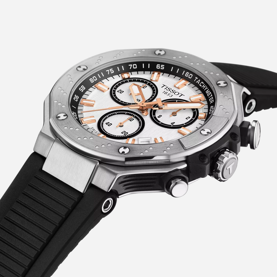 Tissot T-Race Chronograph White Dial Black Synthetic Strap Watch