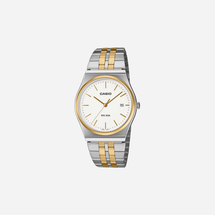 Casio MTP-B145SG-7AV White Gold Dial Stainless Steel Watch