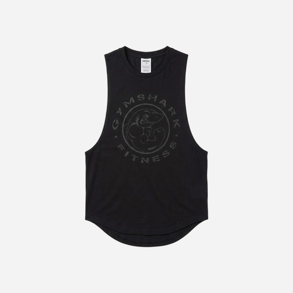 Gymshark Legacy Drop Arm Tank Black Slim Fit
